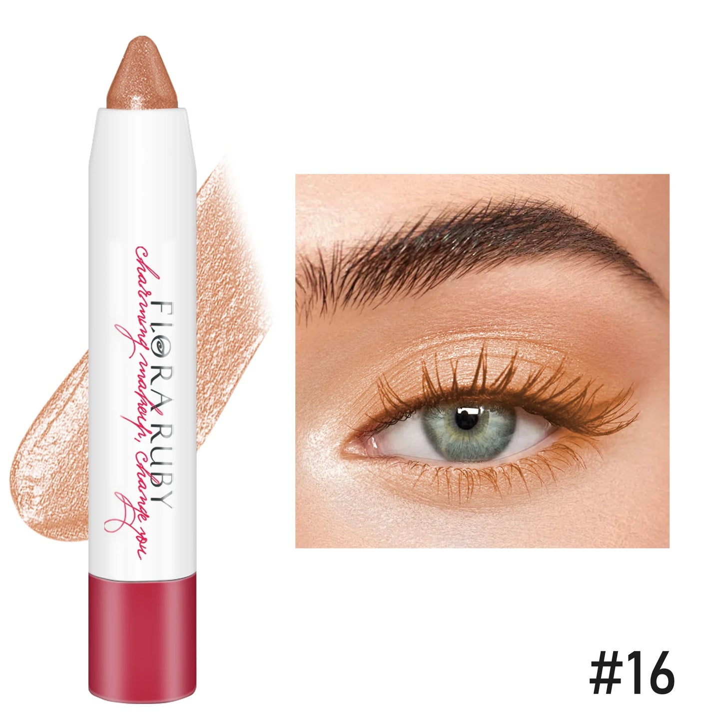 16 Colors Eyeshadow Stick Waterproof Eyeshadow Pencils Cream Eyeshadow Sticks Brown Metallic Eyeshadow Stick Pencil Long Lasting