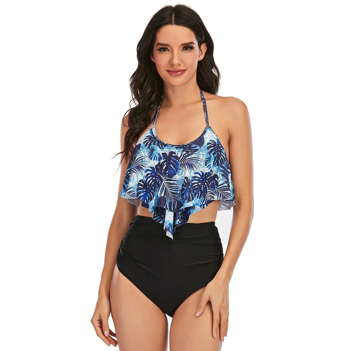 2023 New Sexy High Waist Bikini Swimwear Women Ruffle Swimsuit Vintage Retro Bikini Set Plus Size Bathing Suits Summer Beachwear