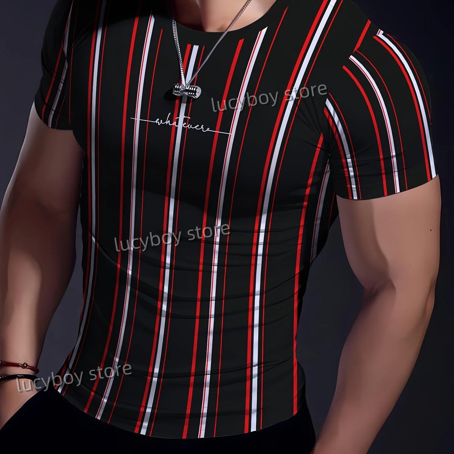 Men's Sports Gym T Shirt Muscle Training Tees Short Sleeve Tees Quick Drying Stripes Sportwear Men Oversized Tops Men Clothing