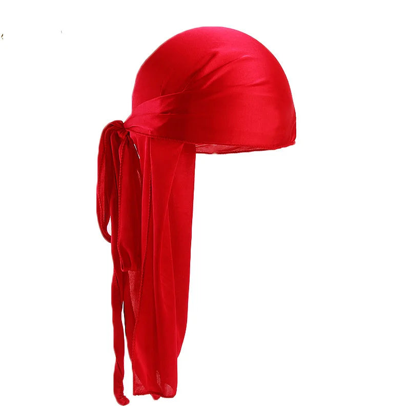 New Men's Long Silky Satin Breathable Turban Hat Wigs Doo Durag Biker Headwrap Chemo Cap Pirate Hat Men Hair Accessories