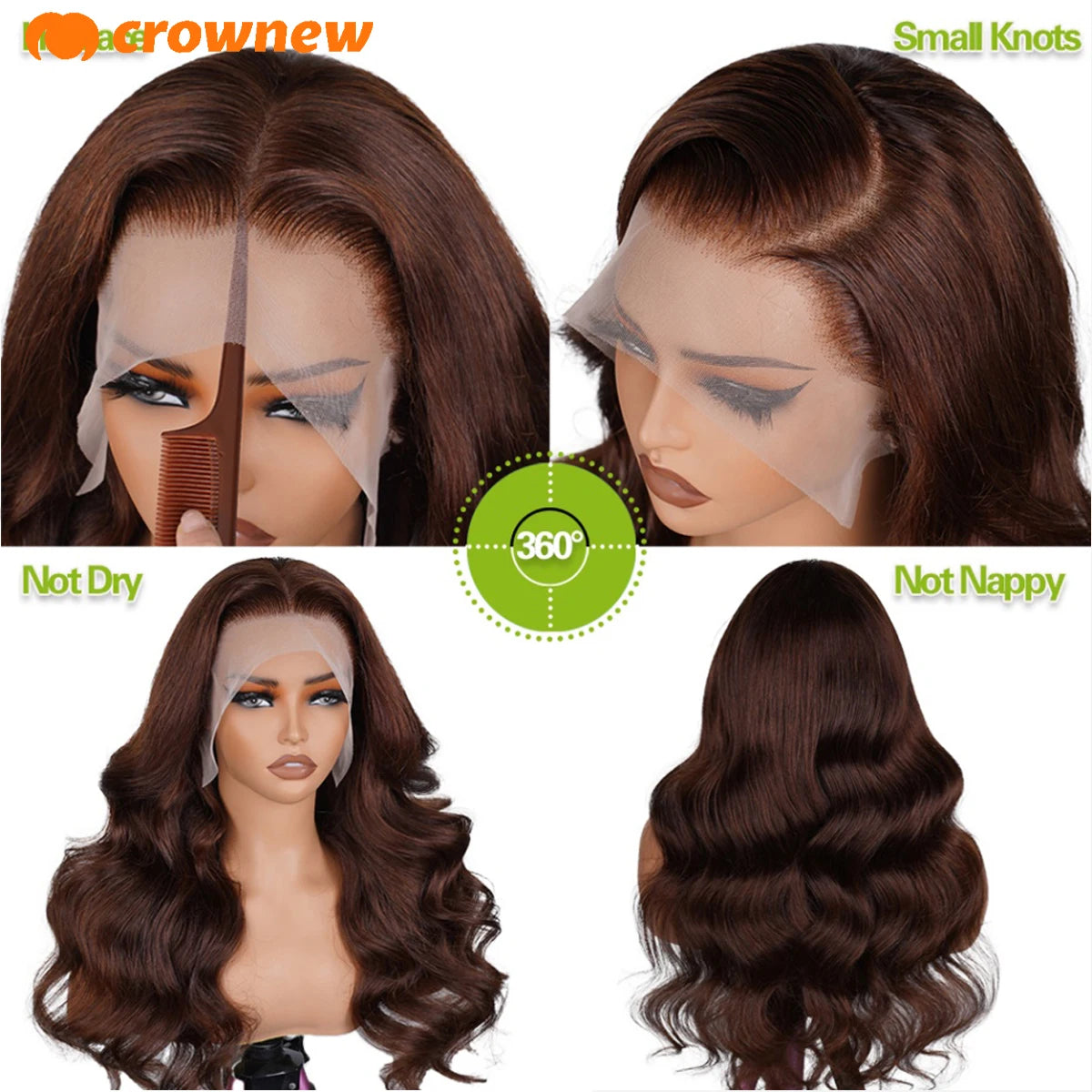 Chocolate Brown Wig 13x6 Human Hair Body Wave Human Hair Wigs 13x4 HD Lace Wigs #4 Colored WIg Pre Plucked Brown Human Hair Wig