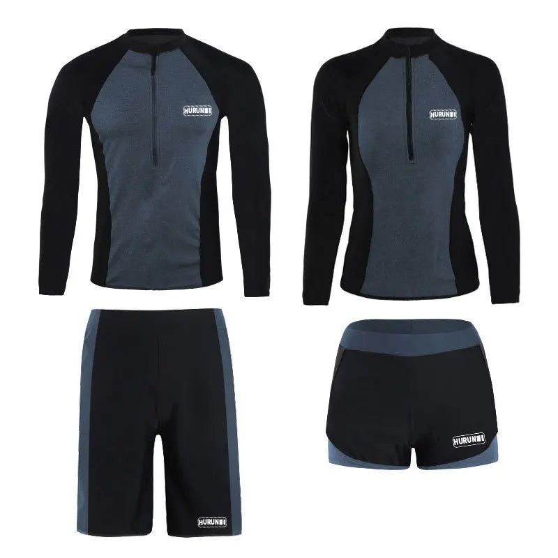Couple Snorkeling Suit, Sunscreen Quick-Drying Surfing Suit for Men and Women, Long Sleeve Swimsuit, Lovers Jellyfish Suit Set