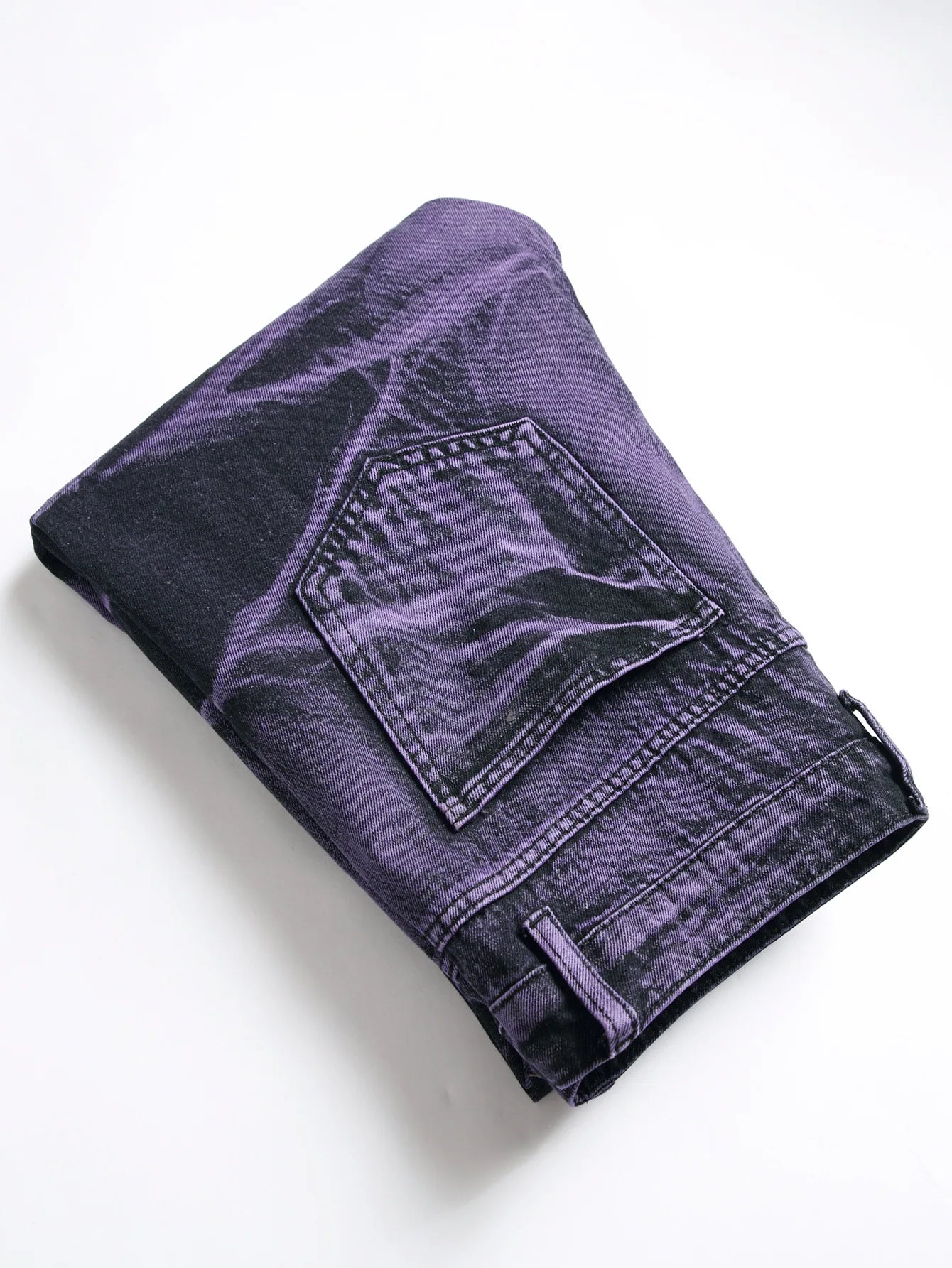 High Street Ripped Jeans for Men Four Seasons Casual Denim Pants Personalized Purple Black Straight Jeans Fashion Youth Trousers