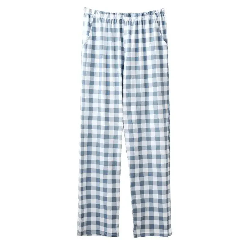 Baggy Male Trousers Check Wide Cotton Loose Plaid Men's Casual Pants Straight Summer Thin Autumn Winter Mens Clothing Luxury