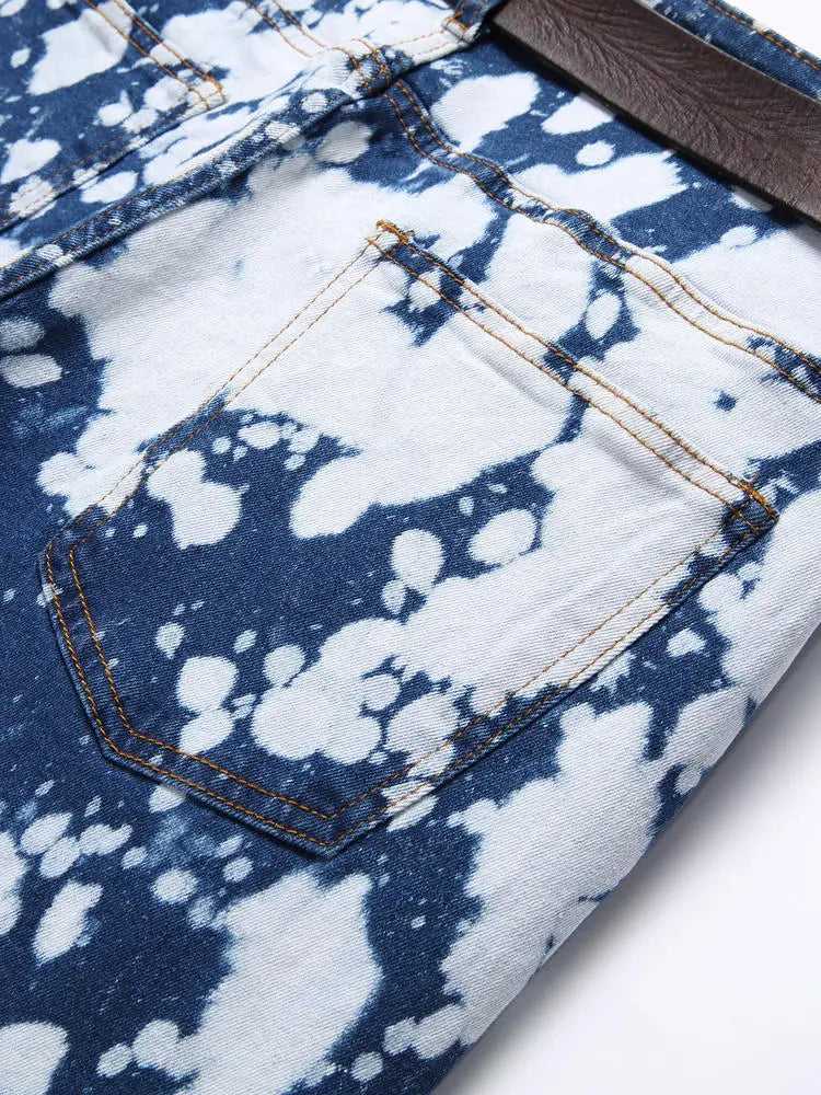 Fashionable men's casual pants, stretch jeans, skinny ankle-length trousers, men's washed slim-fit jeans, men's clothing.