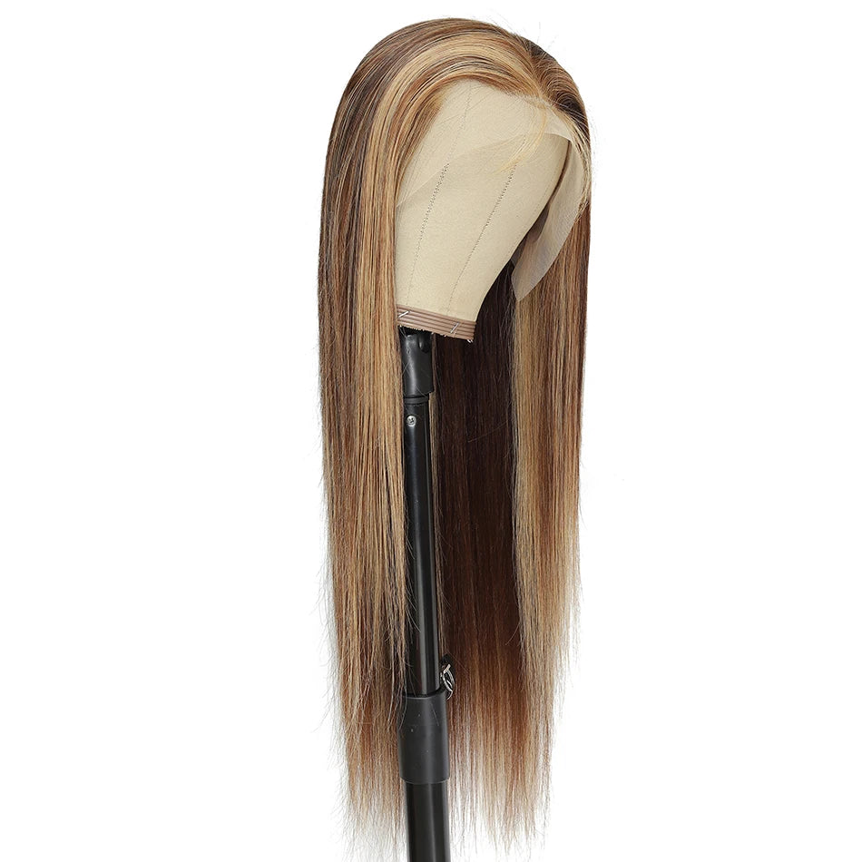 100% Human Hair Ombre Lace Front Wig Human Hair Highlight 13X4 Lace Front Wigs Human Hair Straight Wigs Human Hair Pre Plucked