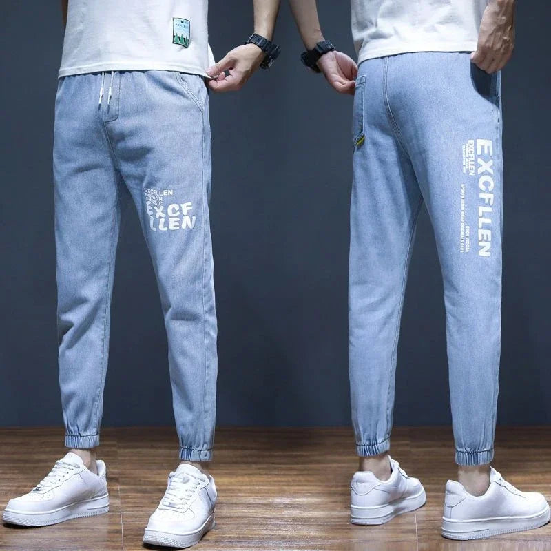 Skinny Black Man Cowboy Pants Slim Fit Jeans for Men Tight Pipe Trousers Work Wear Trend 2024 Xs Clothes Y2k 2000s Stylish Soft