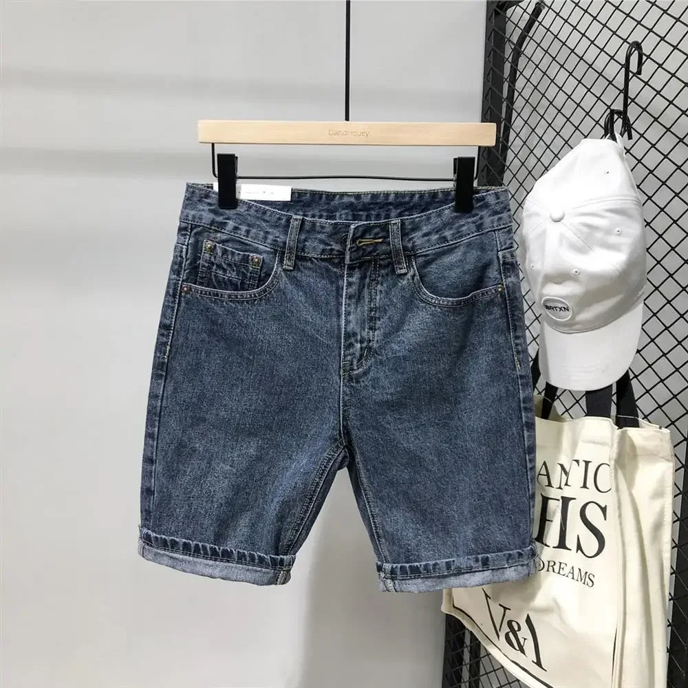 Men's Short Jeans Pants Graphic Ripped With Text Male Denim Shorts Harajuku Xxxl Blue Thin Sale Youthful Emo Y2k Fashion Emo