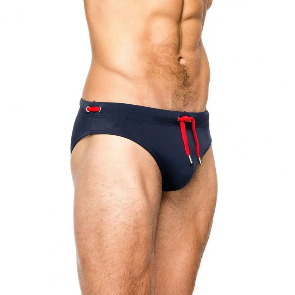 Adult Men Swimming Trunks Low Rise Solid Color Water Repellent Swim Briefs Swimwear Quick Drying Swimming Trunks Swim Shorts
