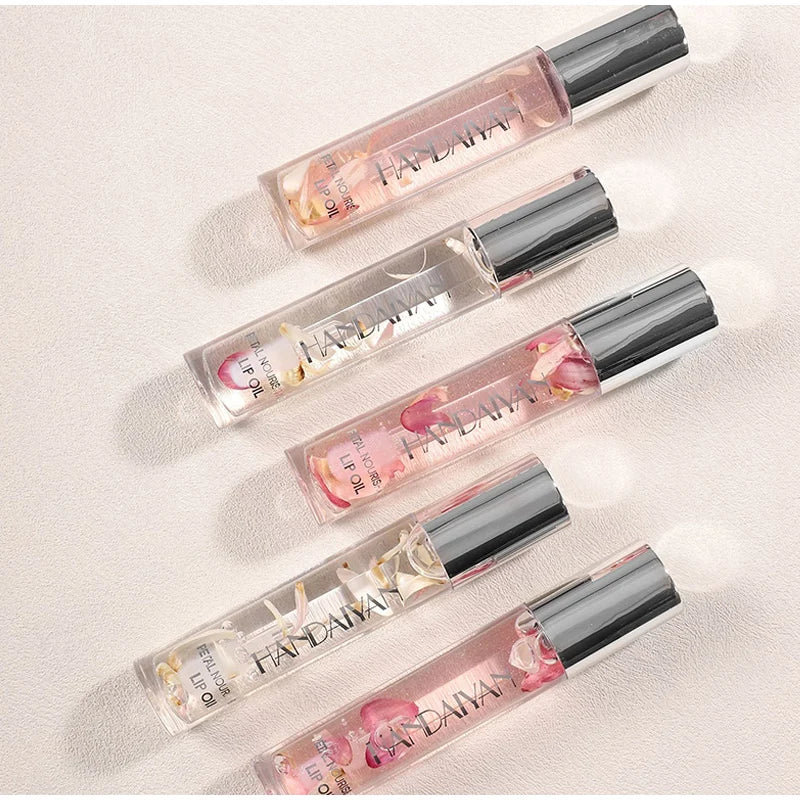New Transparent Dried Flower Lip Oil Mirror Water Gloss Lip Gloss Ong-lasting Moisturizing And Pearl Lip Gloss Lip Care Balm