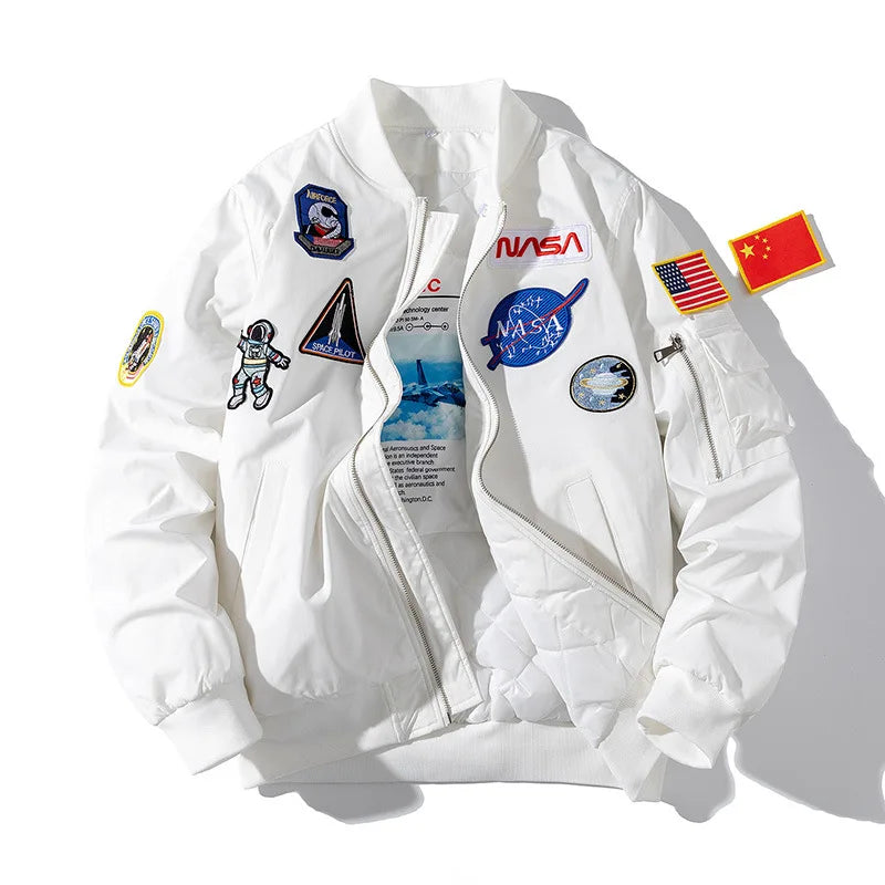 Casual Jacket Winter Thick Cycling Men Women Embroidered Loose Pilot Jacket Cotton Jacket Hiphop Couple Baseball Jacket American