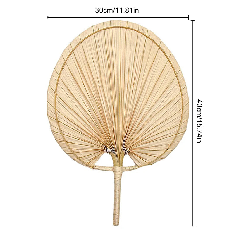 Handmade Fan Straw Woven Hand Fans Natural Palm Leaf Rattan Fans Ornaments Summer Cooling Mosquito Repellent Fans Decorations