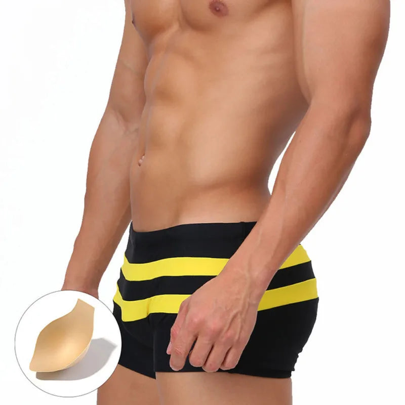 Sexy Swimsuit Printing Swimming Trunks Quick Dry Shorts Briefs Fashion Triangle Swim Trunks With Cup Low Waist Men's Swimwear