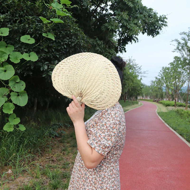 Natural Raffia Hand Fans Handmade Raffia Fans Palm Leaf Hand Fans With String Label Buri Fans For Summer Farmhouse Decor