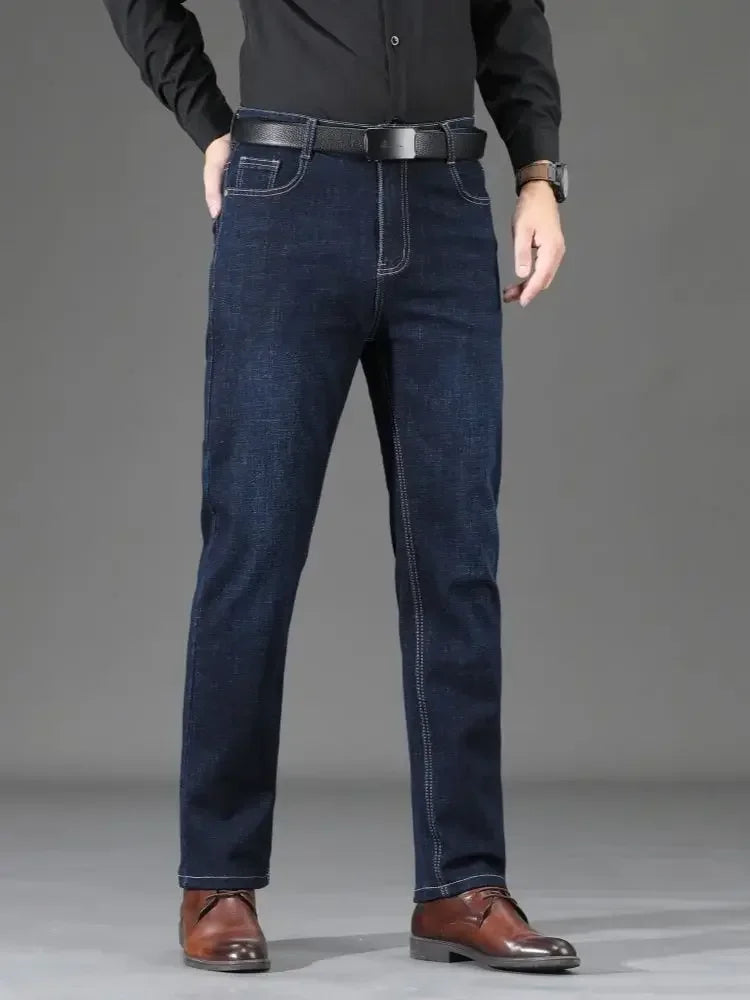 Trousers Light Blue Man Cowboy Pants Work Wear Men's Jeans with Pockets Straight New in Washed Aesthetic Autumn Clothing Denim