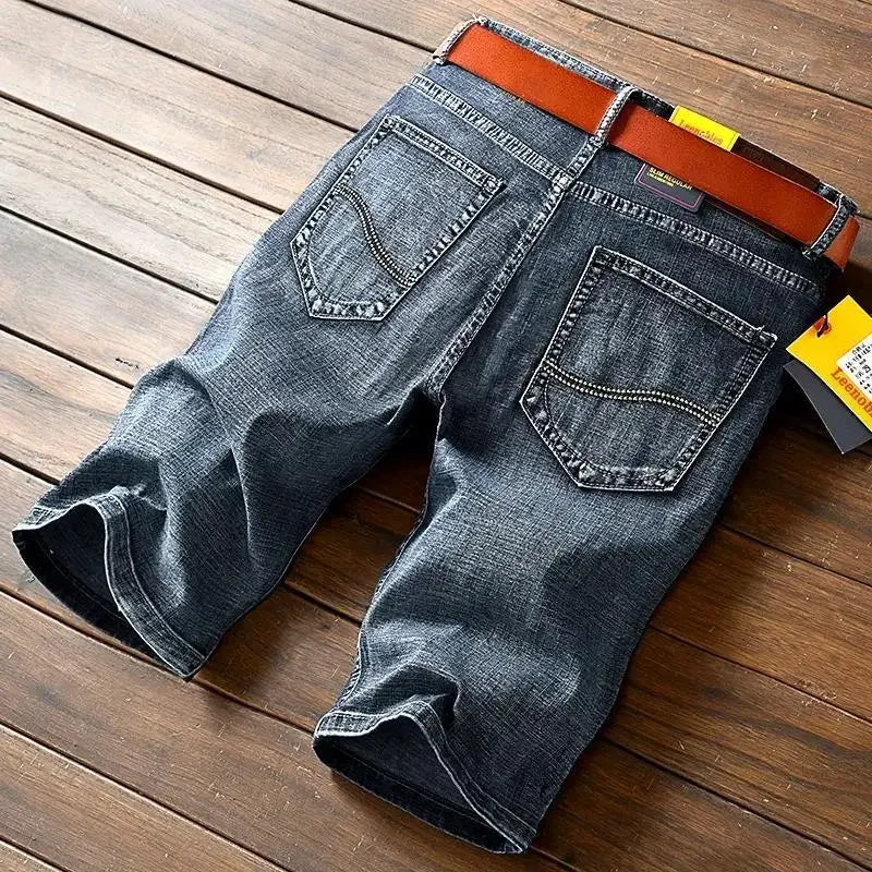 Men's Short Jeans Pants Big Size Straight Oversize Male Denim Shorts with Pockets Xl Cowboy New in Streetwear Buttons Original