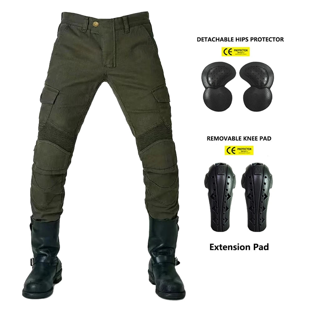 2024 New Motorcycle Black Men Fashion Pants Upgrade Extension Protector Detachable Racing Road Rider Four Seasons Casual Jeans