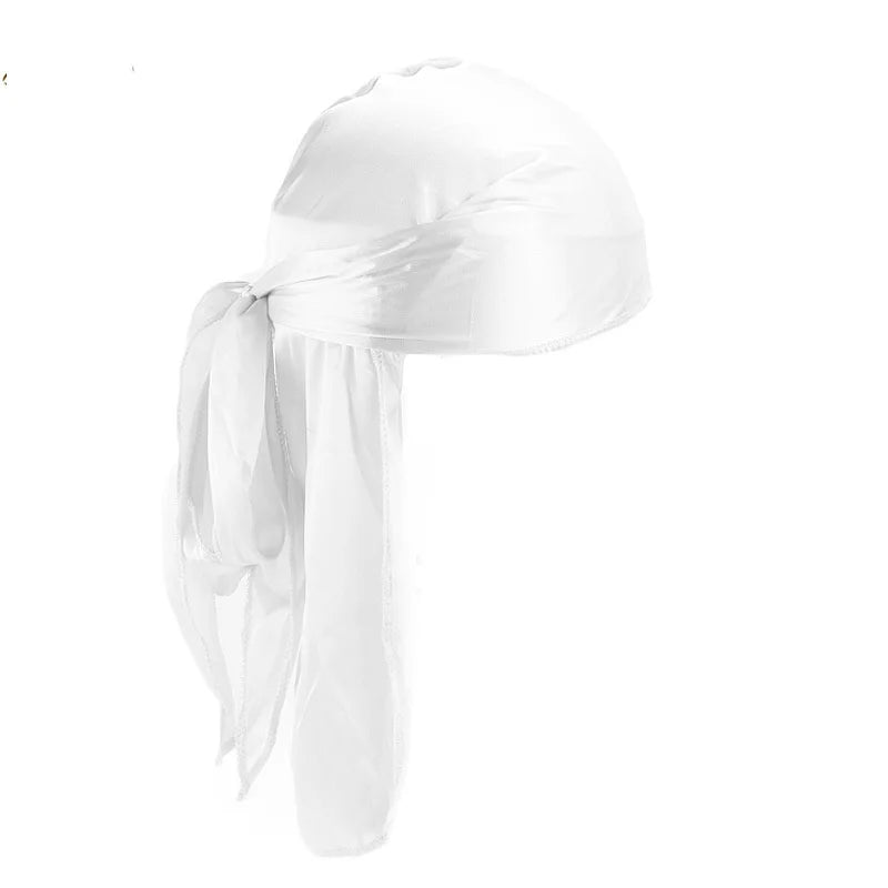 New Men's Long Silky Satin Breathable Turban Hat Wigs Doo Durag Biker Headwrap Chemo Cap Pirate Hat Men Hair Accessories