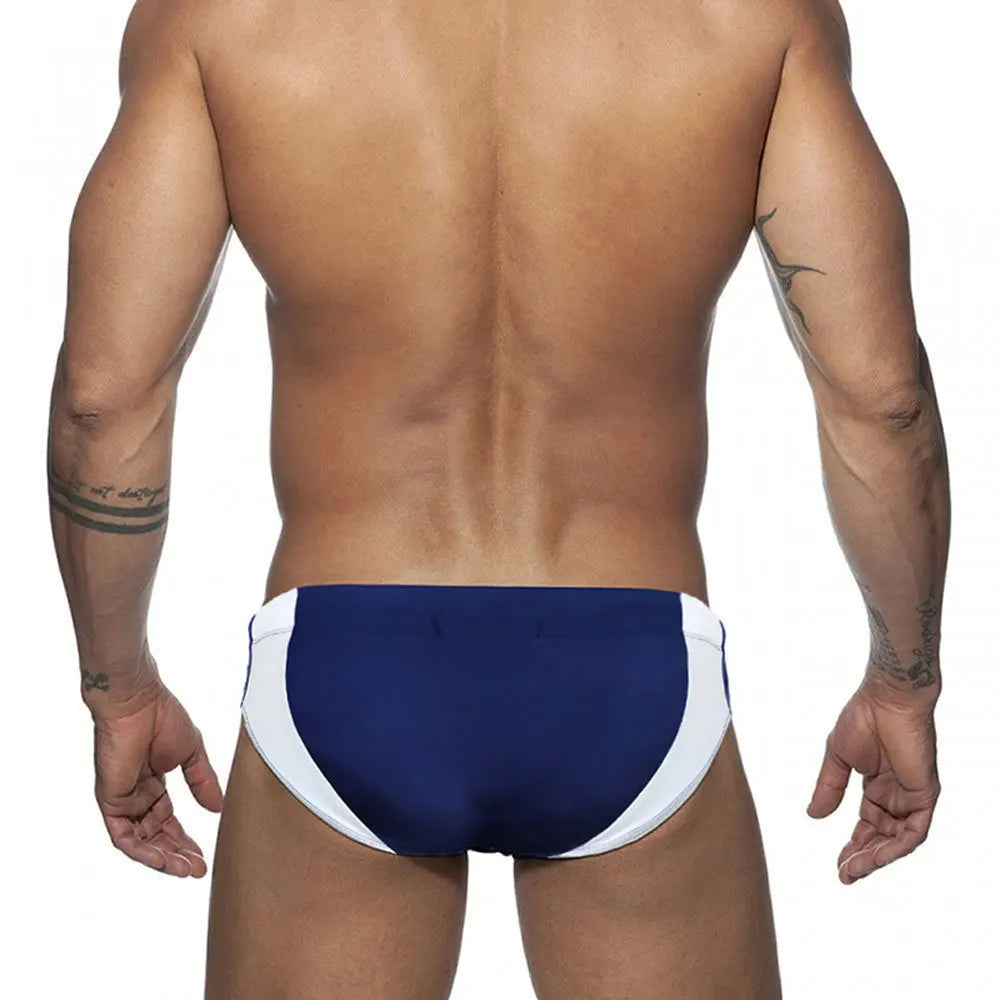 Front Zipper Triangle Swimsuit Print Swim Trunks Low Waist Swimwear Men Sexy Boxers Running Sports Briefs Beachwear Swim Trunks