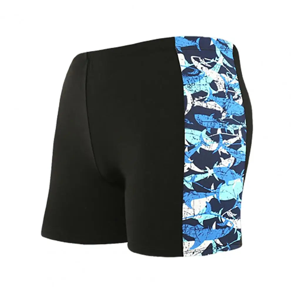 Swimming Shorts Boxers Mid-rise Swimming Trunks with Lining Elastic Waistband Swim Trunks Men Shark Print Swim Shorts Beachwear