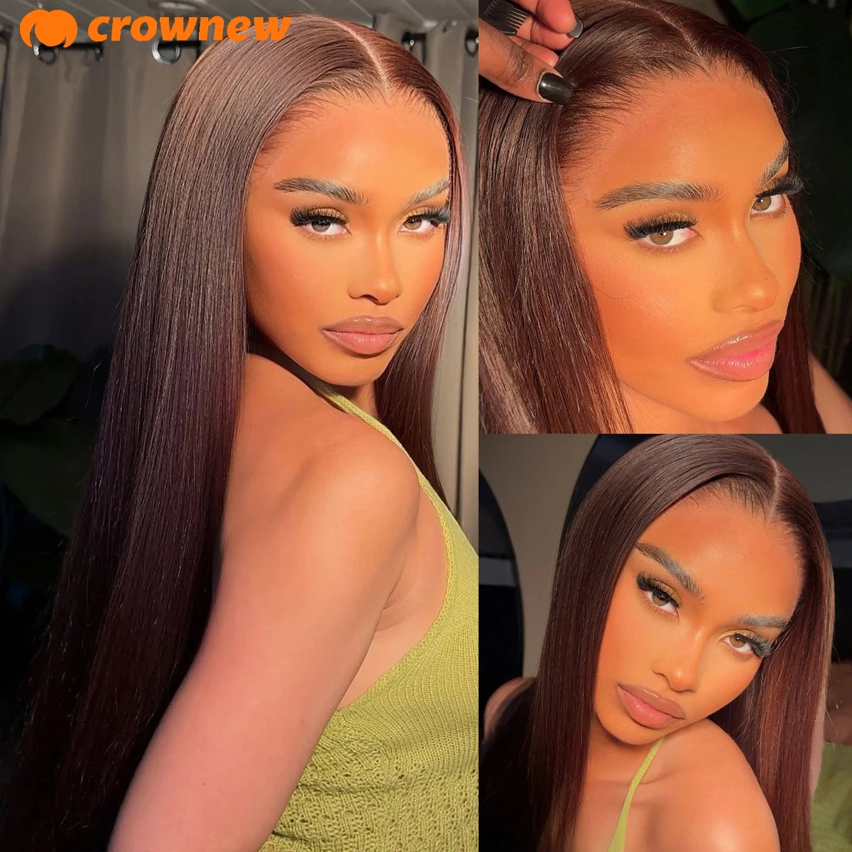 #4 Straight Lace Front Wigs Human Hair Colored Brown Human Hair Wig 13x4 13x6 HD Lace Frontal Wig Chocolate Brown Human Hair Wig
