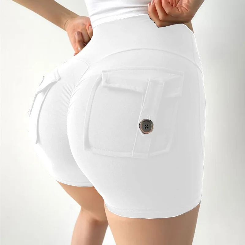 Cloud Hide Women Pocket Yoga Shorts Fitness High Waist Short Gym Workout Tights Sports Plus Size Quick Dry SEXY Butt Leggings XL