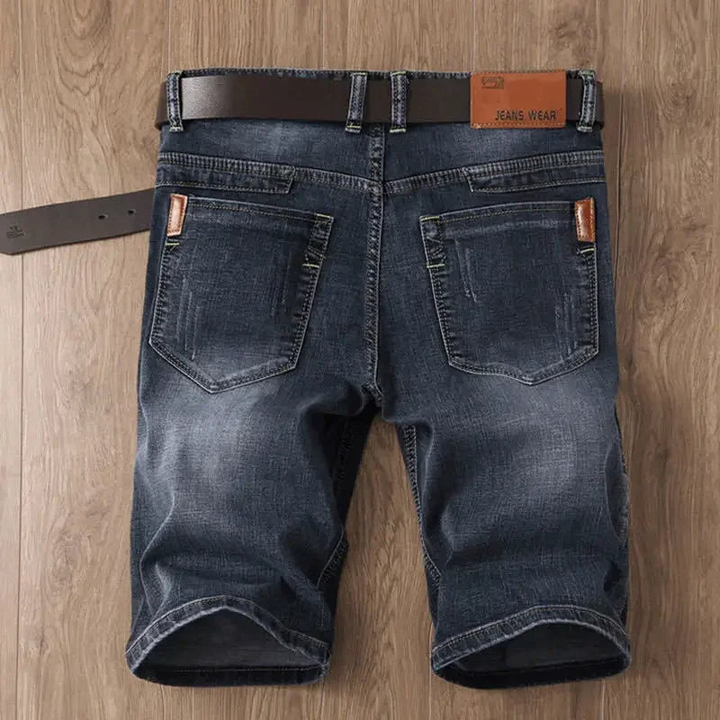 Gray Drawstring Men's Short Jeans Pants Oversize Male Denim Shorts Big Size Stretchable Wih Zipper New in Harajuku Vintage Rude