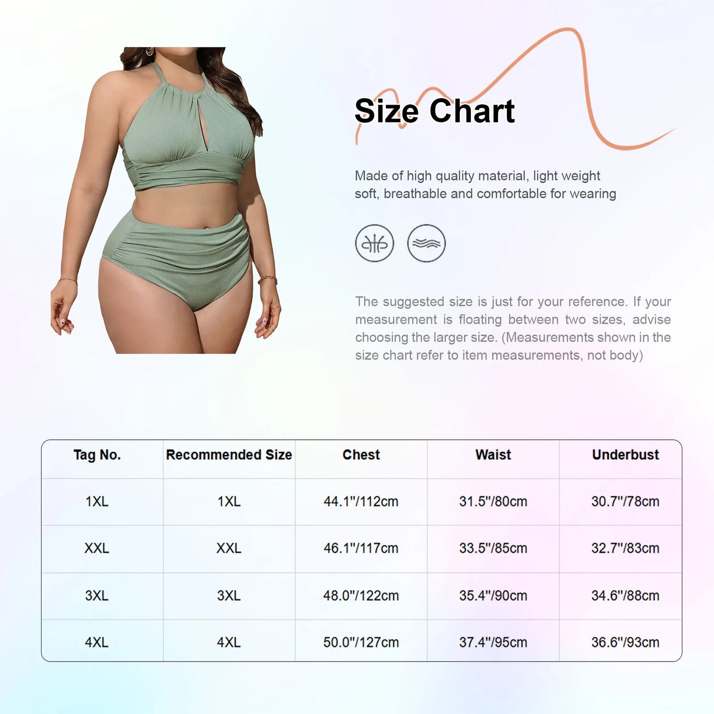 Women Plus Size Two-Piece Swimsuit Swimwear Halter Cutout Tops with Briefs Bikini Bathing Suit for Pool Beach Surfing Diving