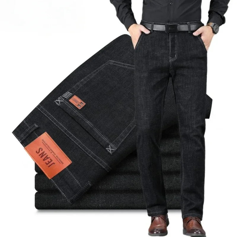 Trousers Light Blue Man Cowboy Pants Work Wear Men's Jeans with Pockets Straight New in Washed Aesthetic Autumn Clothing Denim