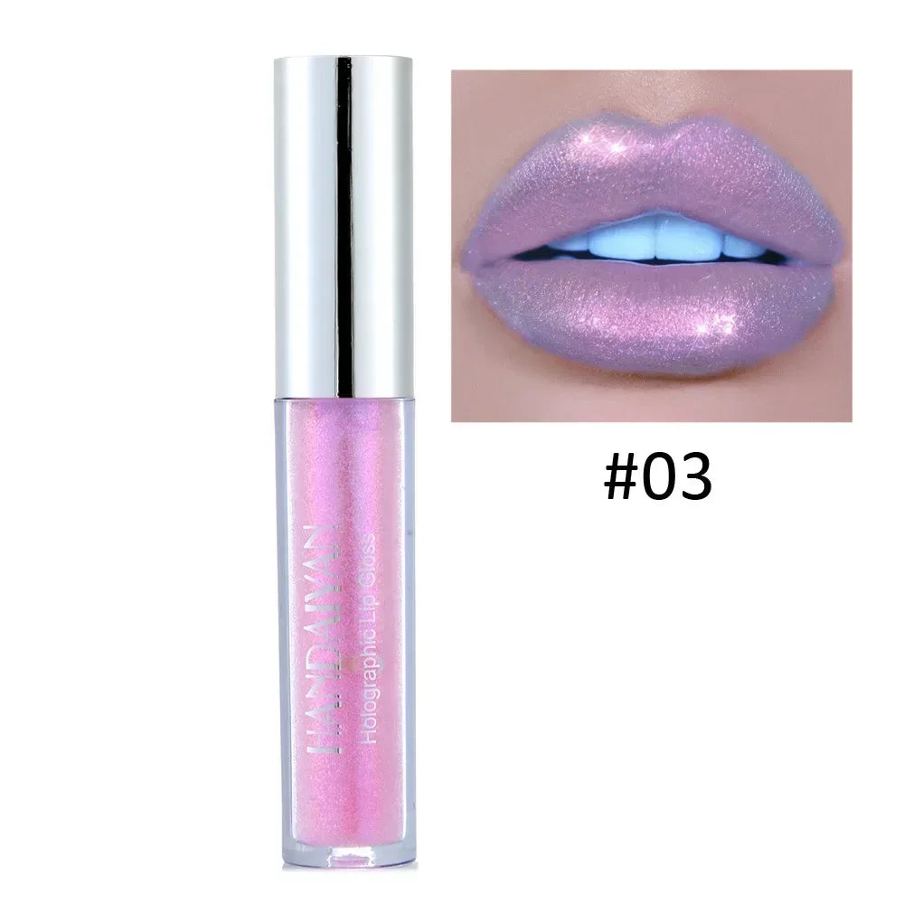 Diamond Shimmer Lip Gloss Laser Holographic Lip Gloss Liquid Lipstick Mermaid Pigment Longlasting Glitter Lip Gloss Lip Makeup
