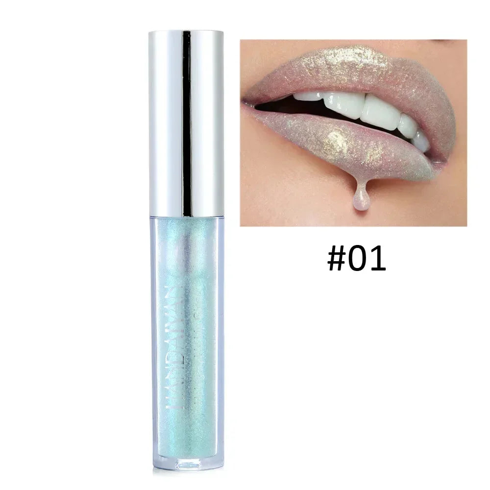 Diamond Shimmer Lip Gloss Laser Holographic Lip Gloss Liquid Lipstick Mermaid Pigment Longlasting Glitter Lip Gloss Lip Makeup