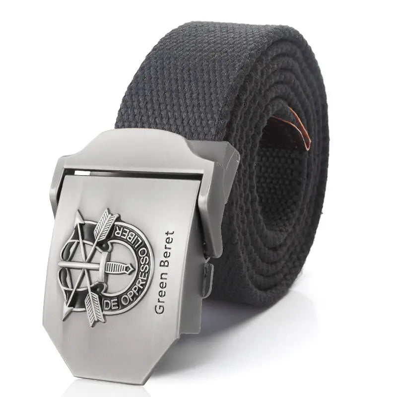 Men Canvas Belt Green Beret Metal Buckle Tactical Belts for Men Jeans Waistband Army Outdoor Soldier Special forces Strap Male