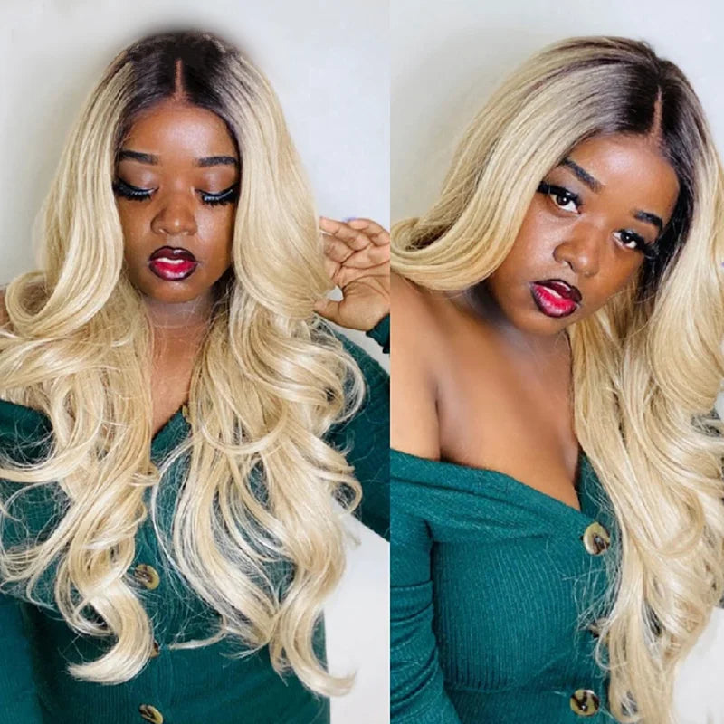1b613 Blonde Wave13×4 lace Front human hair Wigs Ombre 613 Blonde Wavy Wig for Women 22 inch for Daily Party Cosplay