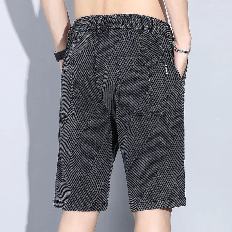 Male Denim Shorts Loose Gray Graphic Men's Short Jeans Pants Baggy Wide Buttons With Vintage Original Jorts Sale Luxury Xl