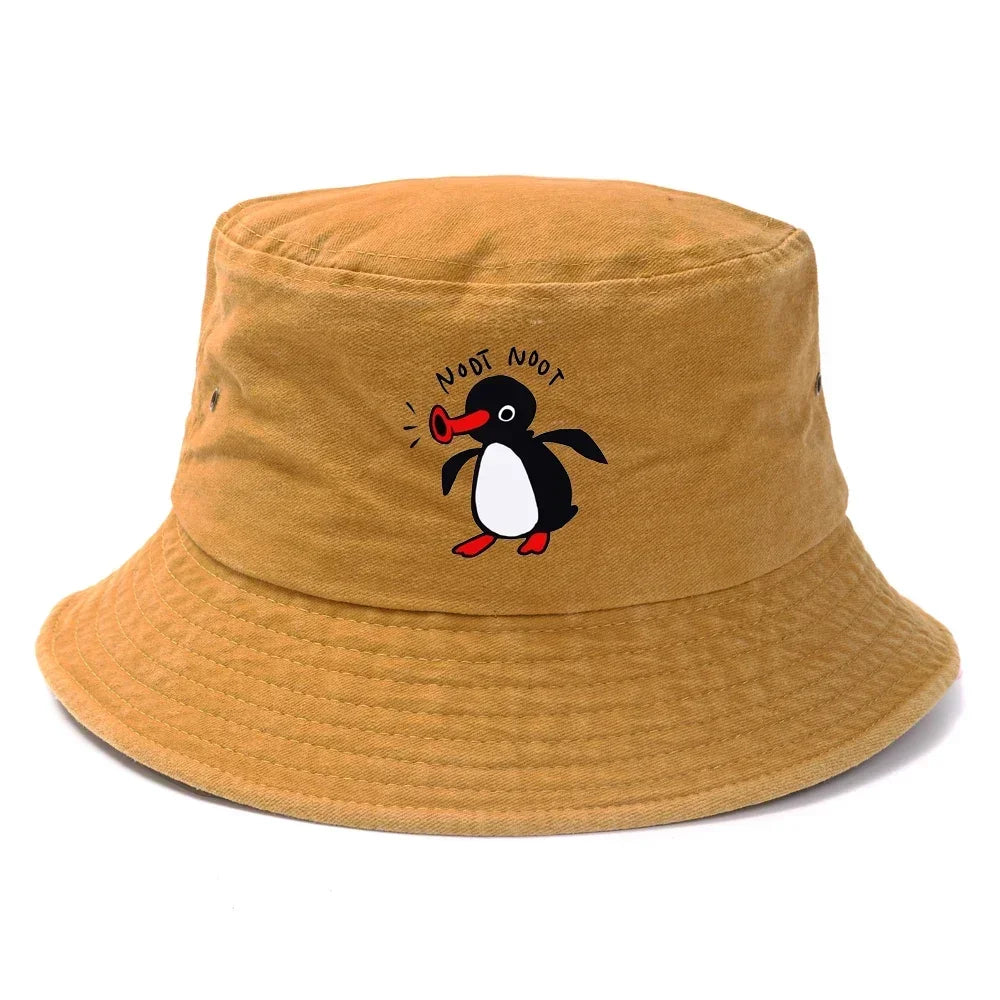 Summer Penguin Bucket Hat Reversible Bob Men Women Cotton Travel Beach Fisherman Hat Outdoor Sports Pull Up Bob Panama Sun Hat