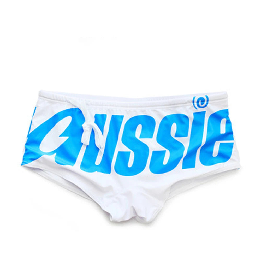 Men's Swim Trunks Low Waisted Sexy Fashionable Flat Angle Swim Trunks Triangle Hot Spring Beach Letters