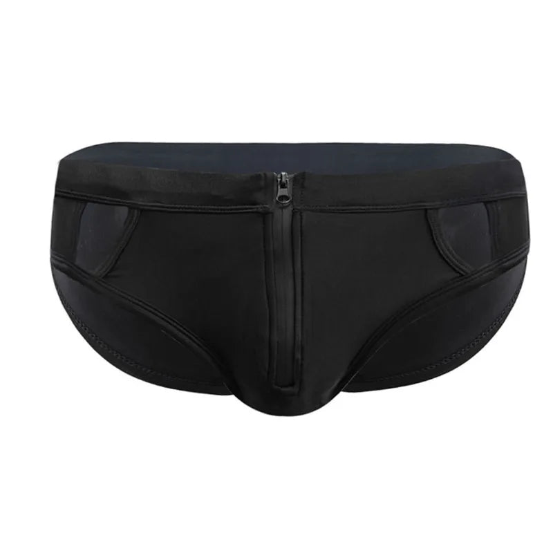 Front Zipper Triangle Swimsuit Print Swim Trunks Low Waist Swimwear Men Sexy Boxers Running Sports Briefs Beachwear Swim Trunks
