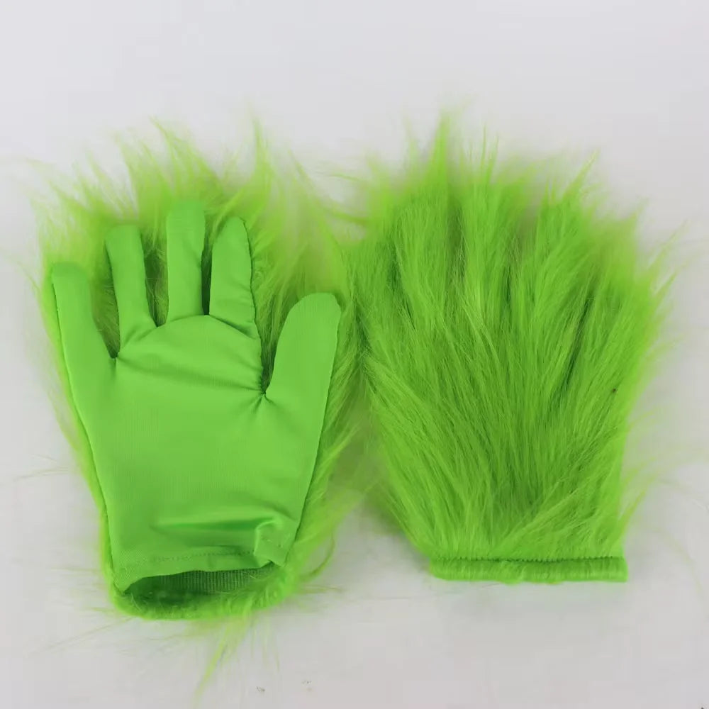 Halloween Prop New Christmas Easter Horror Mask Geek Grinch Latex Mask Hood Cosplay Green Hair Geek Grinch Scary Realistic Mask