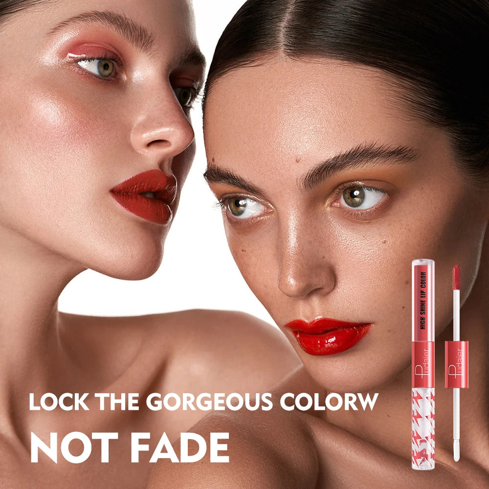 double headed lip gloss,Moisturizing Lip Oil, High gloss lip gloss with transparent lip oil,Rapid film formation