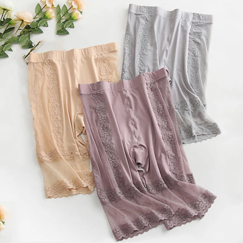 Women's Shorts Under The Skirt Seamless Shorts Large Size Lace Modal Prevent Exposure High Waist Safety Pants Plus Size Women