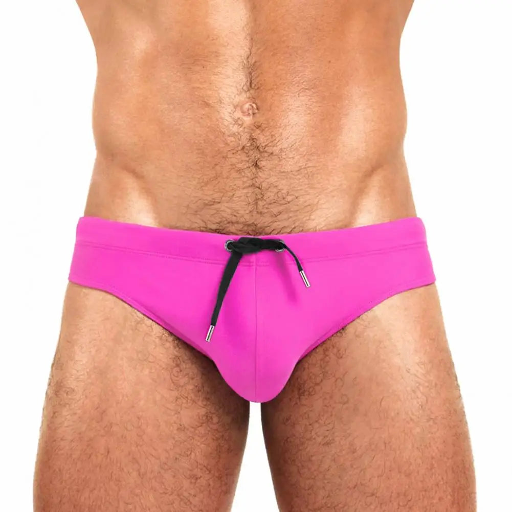 Adult Men Swimming Trunks Low Rise Solid Color Water Repellent Swim Briefs Swimwear Quick Drying Swimming Trunks Swim Shorts