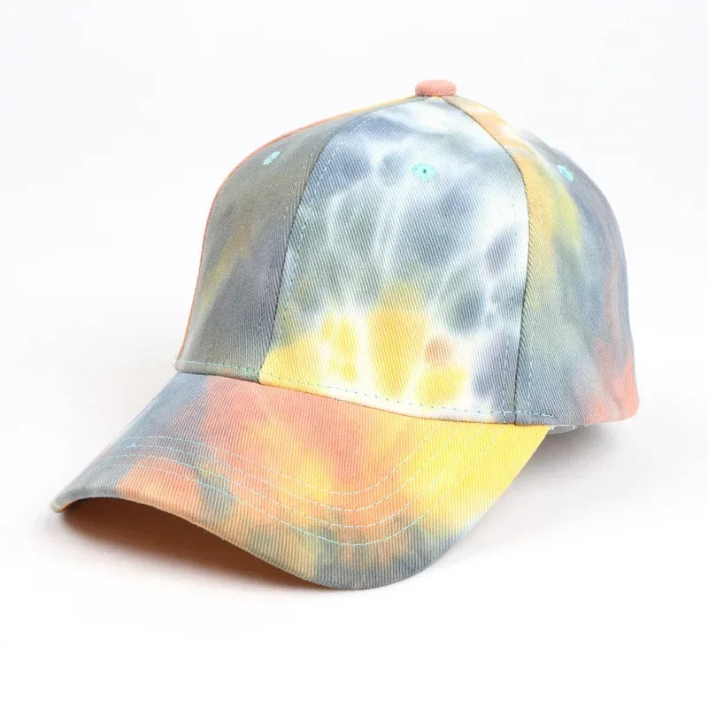 Men Hat Sports Women Baseball Hat Sun Protection Color Tie Dyed Baseball Hat Punk Hip Hop Performance Street Dance Sun Hat