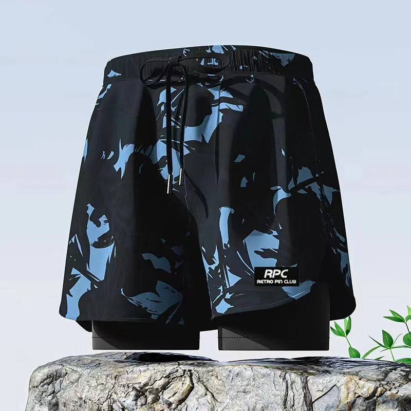 Swimming Trunks Adult Double Layer Quick Drying Breathable Swimming Trunks Student Large Swim Trunks Men Swims Shorts