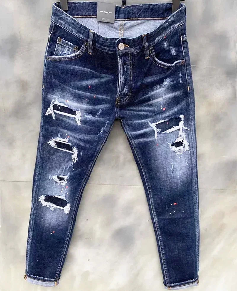 100 chareiharper DSQ Men's ripped jeans Luxury brand Long jeans Quality Men's stretch slim pants men's skinny jeans
