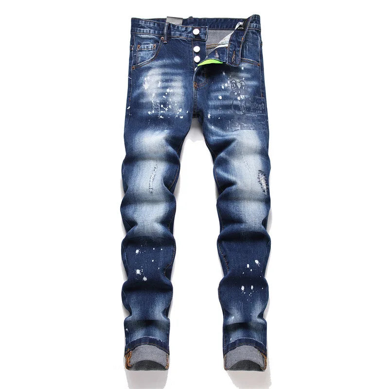 100 chareiharper DSQ Men's ripped jeans Luxury brand Long jeans Quality Men's stretch slim pants men's skinny jeans