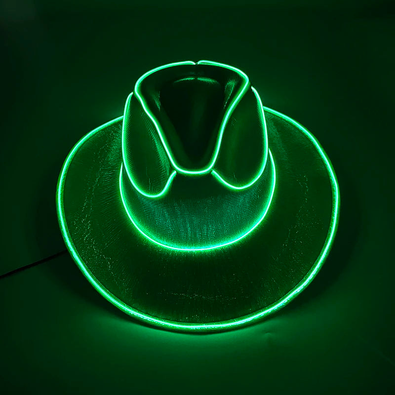 Halloween Christmas EL Wire Light Up Sequin Jazz Hat Adult Neon LED Luminous Festival Party Dress Up Cap For Men and Women