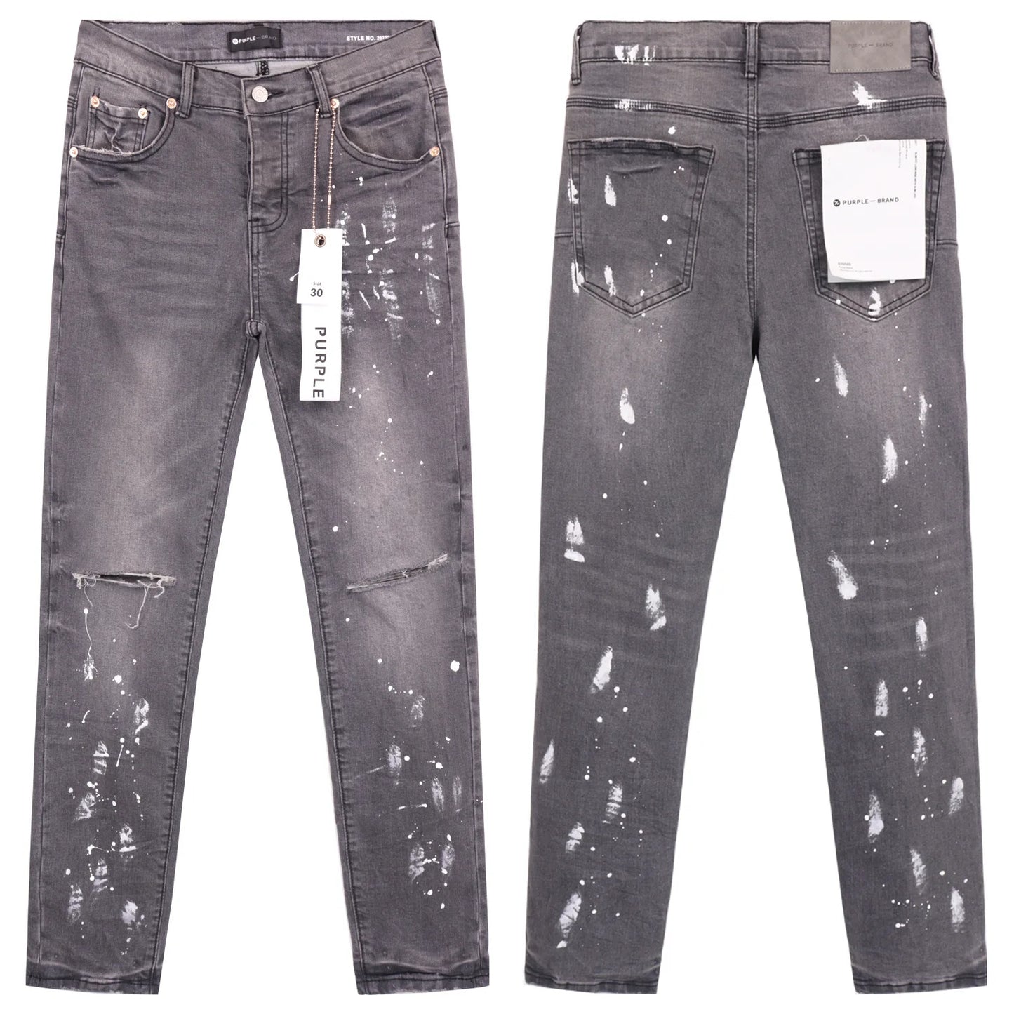 Purple Jeans American High Street Ripped Patch Trendy Retro Straight Men's Trousers Jeans for Men Ripped Jeans Skinnyjeansmen