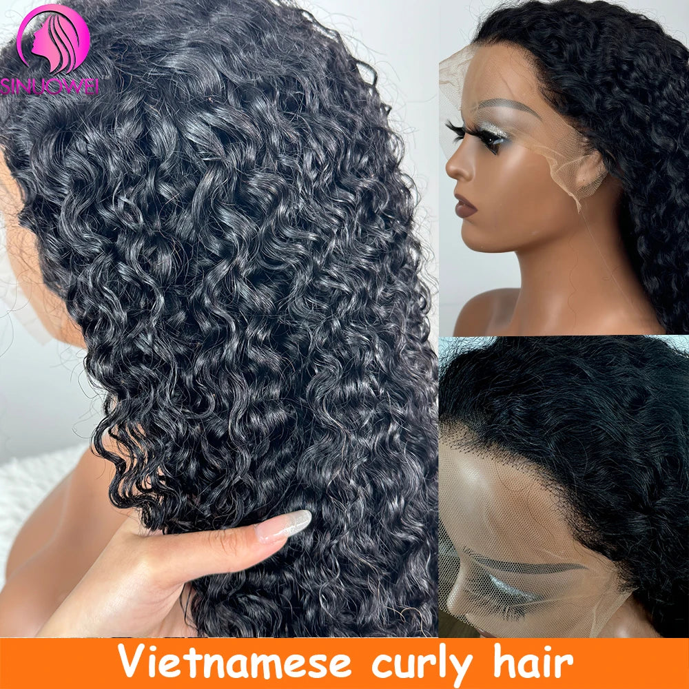 Vietnamese Curly Lace Front Human Hair Wig Burmese Curly 180% Density Brazilian Virgin Human Hair 12A Human Hair Wigs For Women