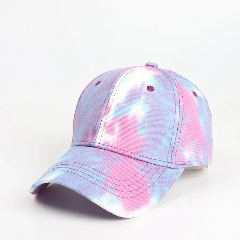Men Hat Sports Women Baseball Hat Sun Protection Color Tie Dyed Baseball Hat Punk Hip Hop Performance Street Dance Sun Hat