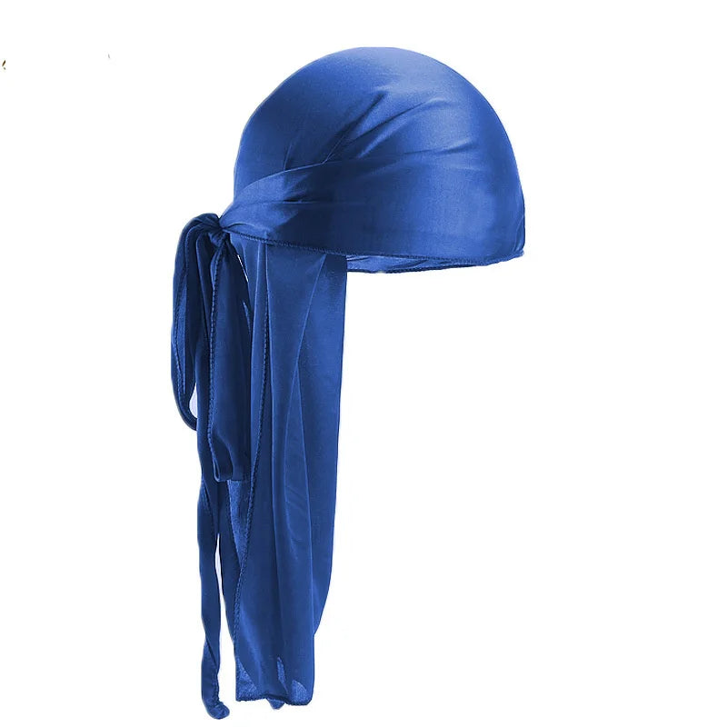 New Men's Long Silky Satin Breathable Turban Hat Wigs Doo Durag Biker Headwrap Chemo Cap Pirate Hat Men Hair Accessories